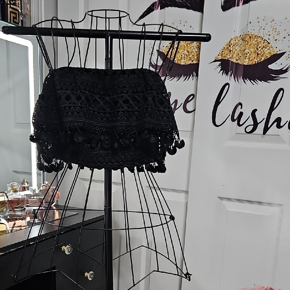 bebe Black Lace Crop Top